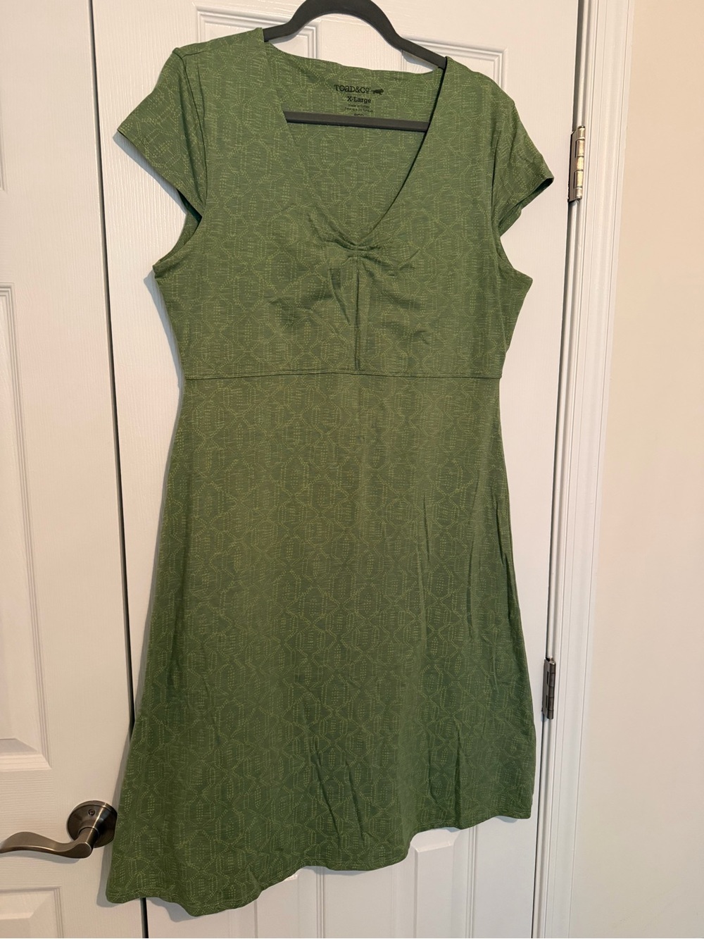 Toad&Co Green Rosemarie Short Sleeve V-Neck Dress